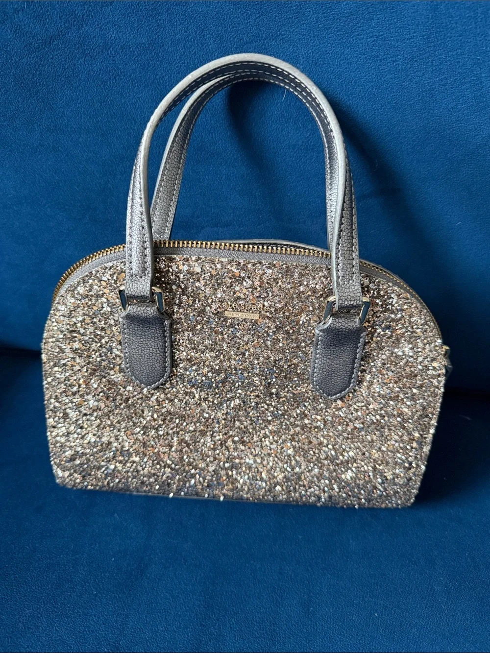 kate spade Glitter Dome Satchel in Metallic Silver and Gold Tones